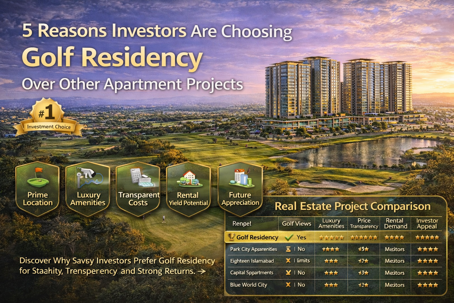 🏆 5 Reasons Investors Are Choosing Golf Residency Over Other Apartment Projects