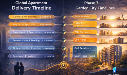 Global vs Phase 7 apartment timelines - Golf Residency Apartments