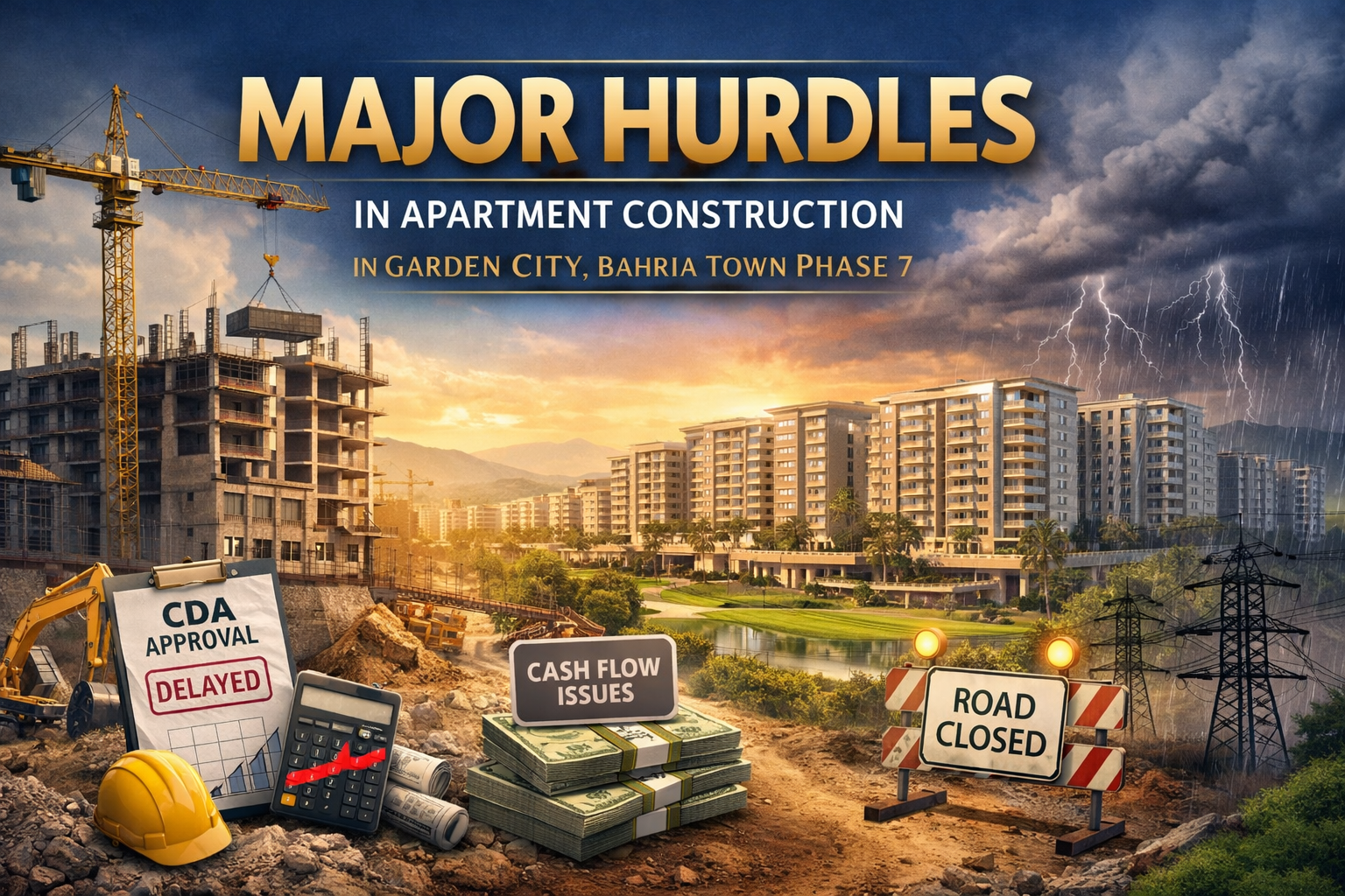 🏗️ Top Challenges in Apartment Construction — Garden City, Bahria Town Phase 7